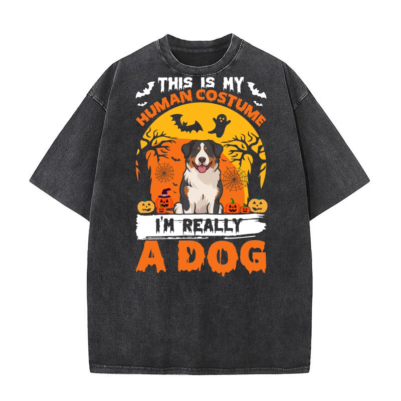 THIS IS MY HUMAN COSTUME I AM REALLY A DOG Washed T-Shirt