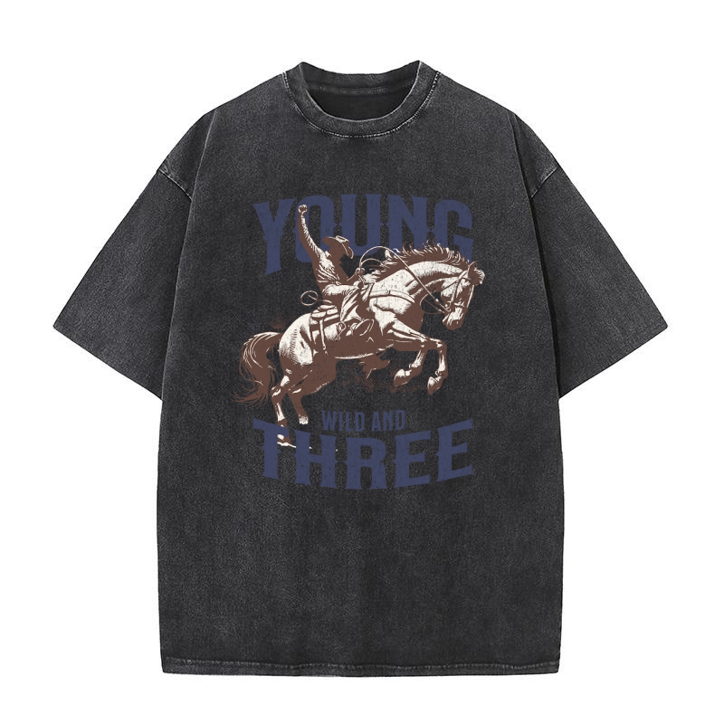 Young wild three western toddler Washed T-Shirt