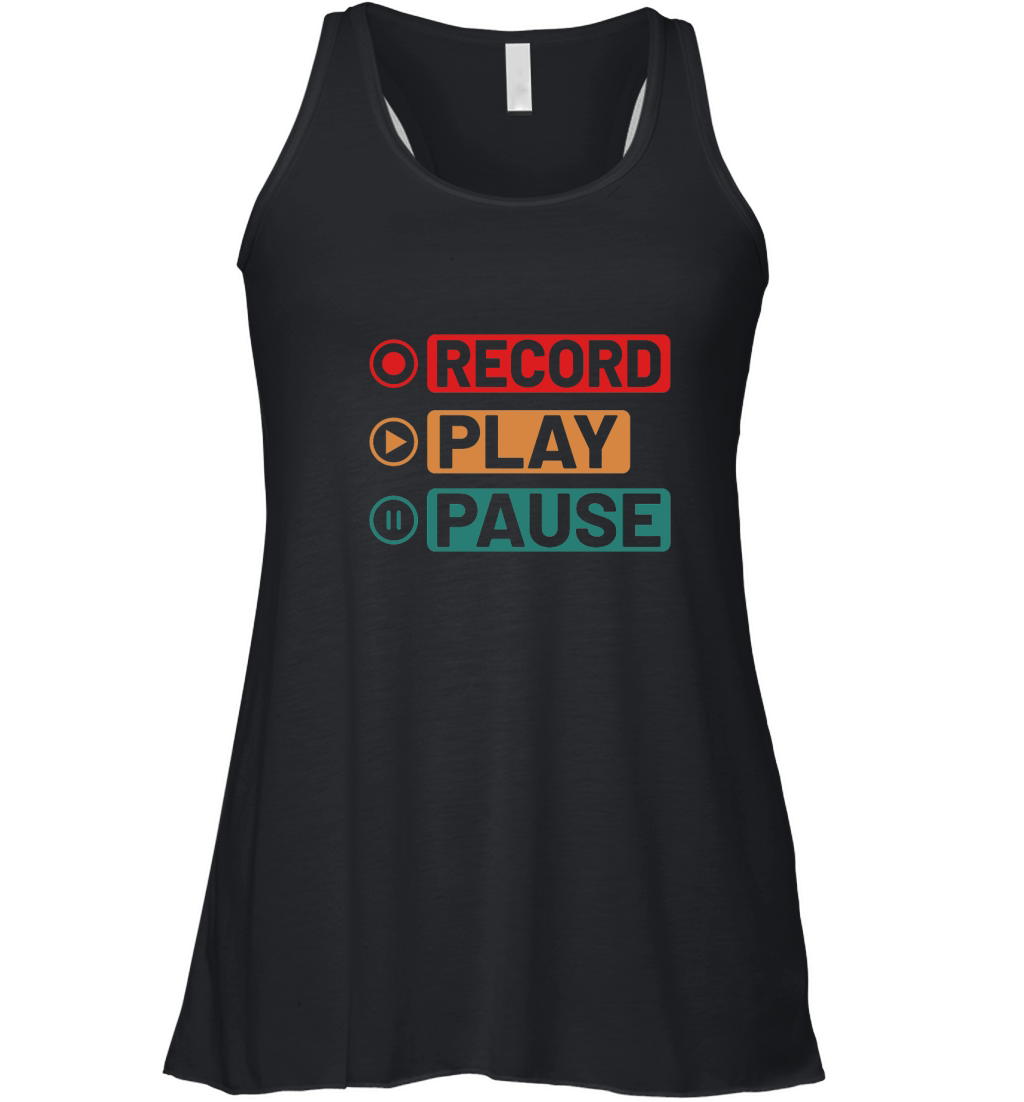 Music Record Play Pause Women's Flowy Tank Top