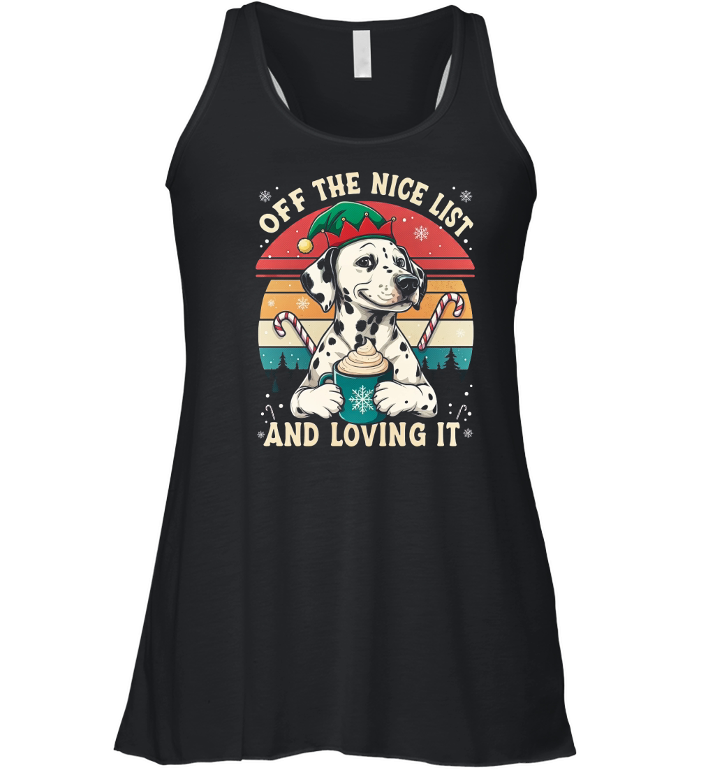 Off the Nice List And Loving It Dalmatian Women's Flowy Tank Top