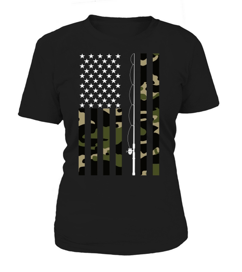 Camo US Flag Fisherman Vintage Fishing Patriotic Angler Women's T-Shirt