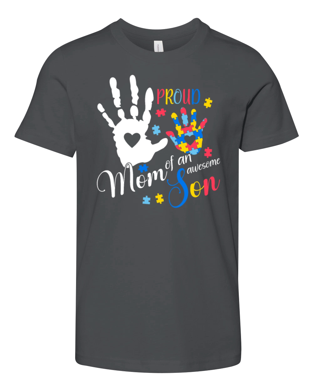 autism awareness proud mom of an awesome son Youth Unisex Jersey Tee