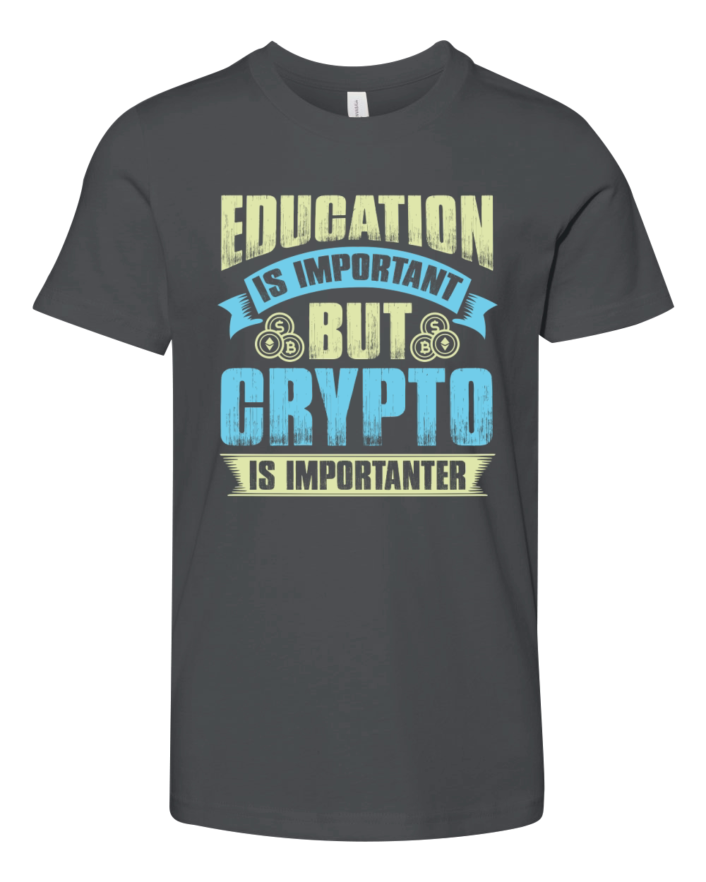 Education is important but crypto is importanter Youth Unisex Jersey Tee