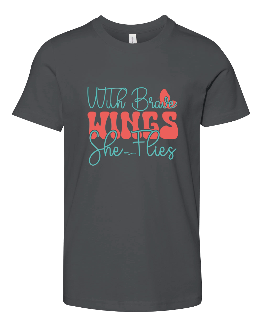 With Brave Wings She Flies Youth Unisex Jersey Tee