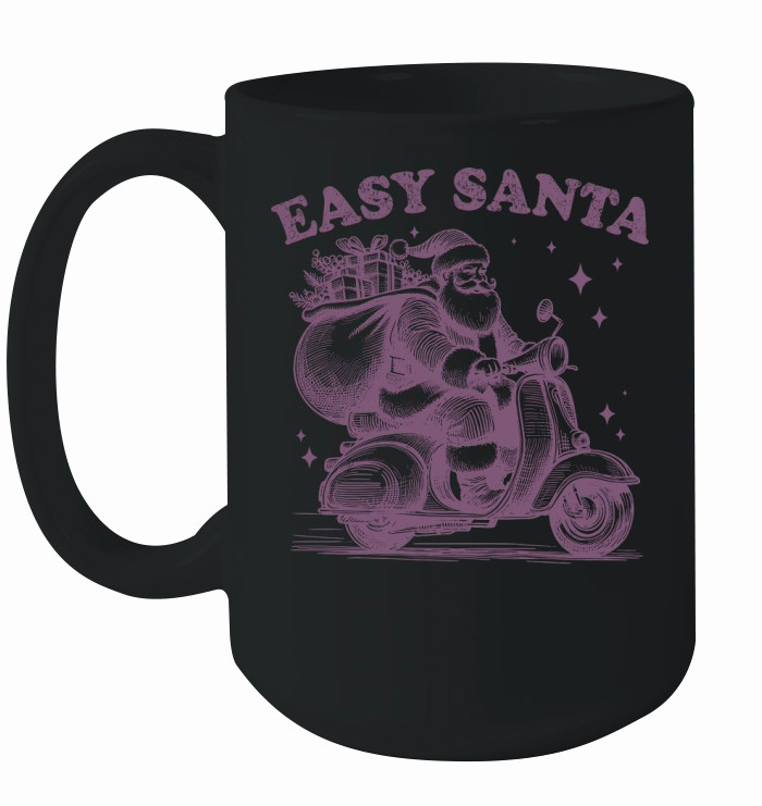 Easy Santa Riding Scooter L Purple Ceramic Mug