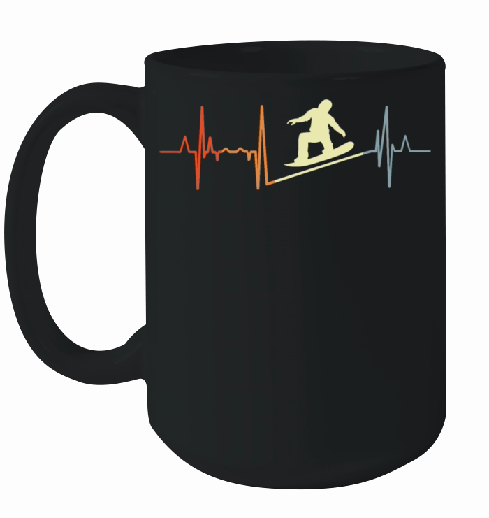Vintage Snowboard Heartbeat Ceramic Mug