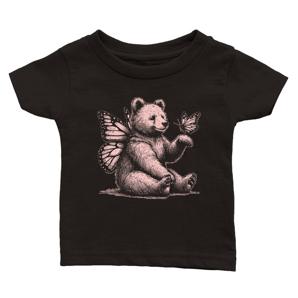 Bear With Butterfly Wings Vintage D Pink GR Classic Baby Crewneck T-shirt