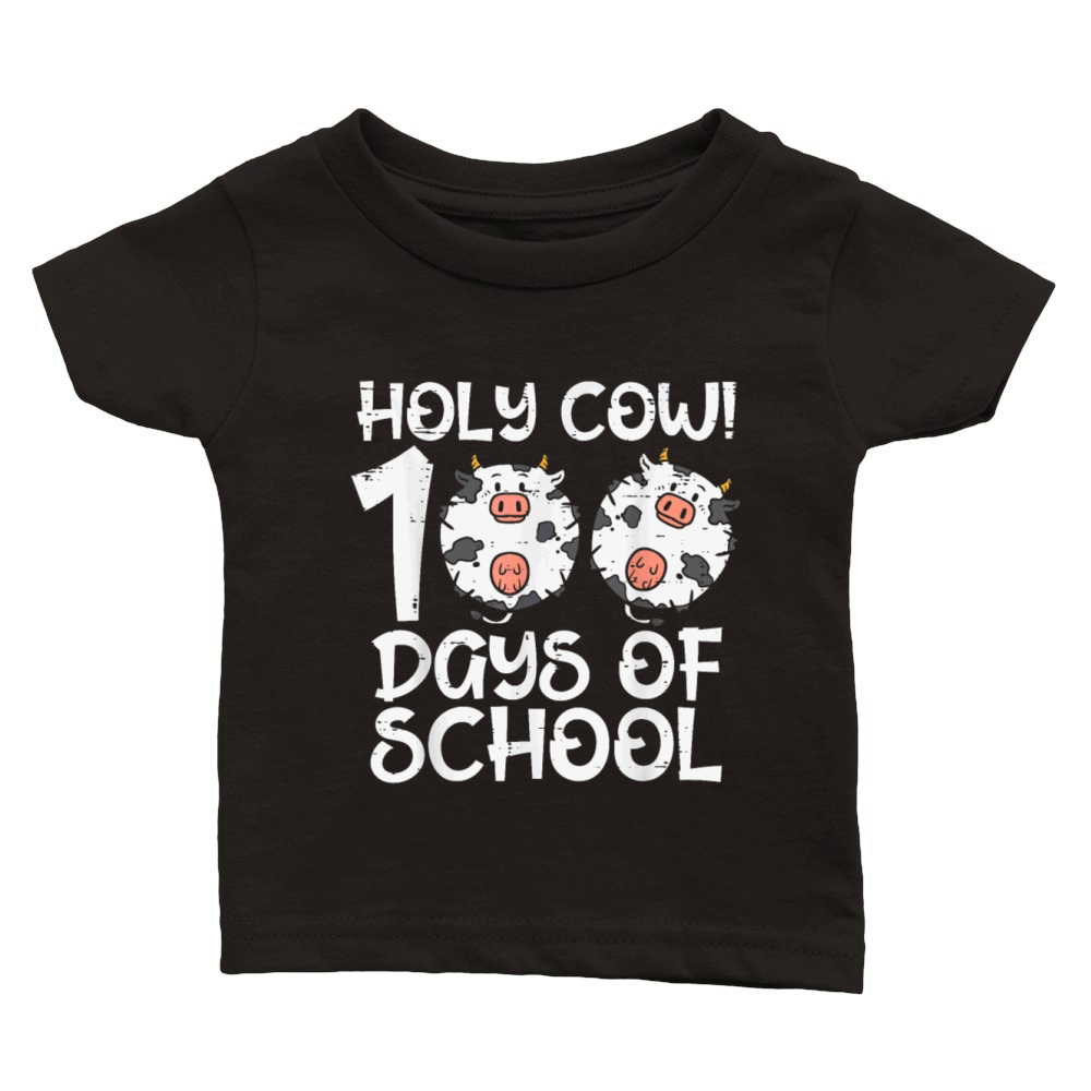 Holy Cow 100 Days Of School 100th Day Smarter Classic Baby Crewneck T-shirt
