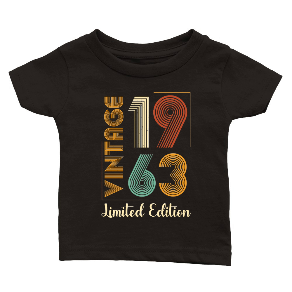 Vintage 1963 Limited Edition 60th Birthday T Shirt Design (1) Classic Baby Crewneck T-shirt