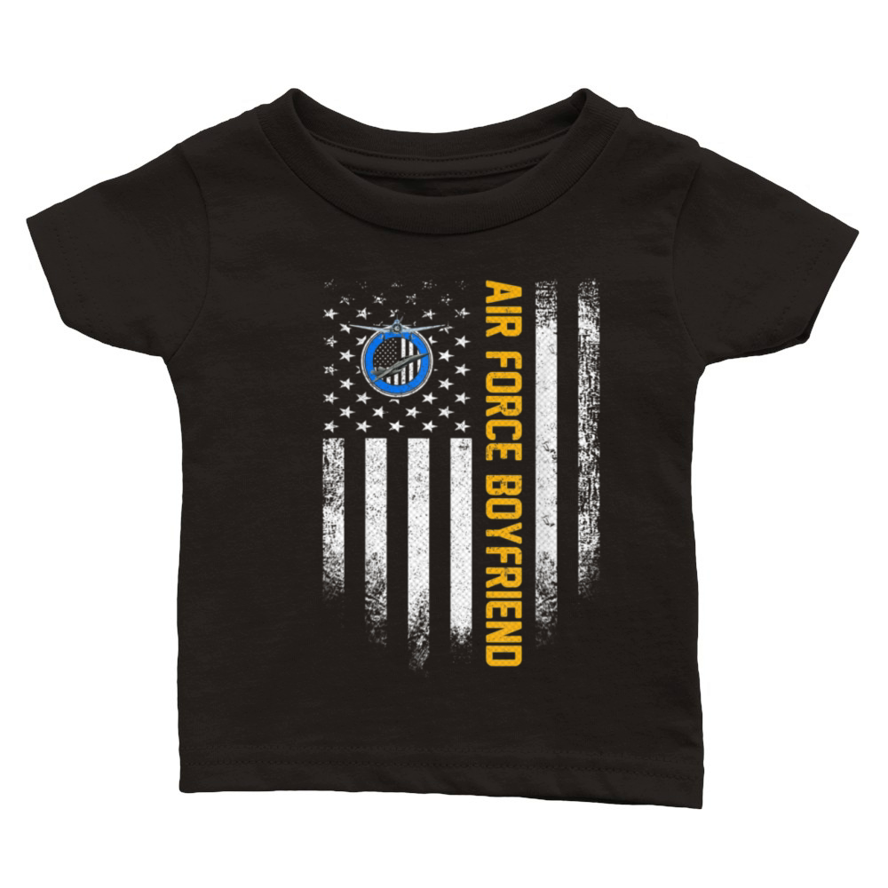 Vintage USA American Flag Proud Air Force Veteran Classic Baby Crewneck T-shirt