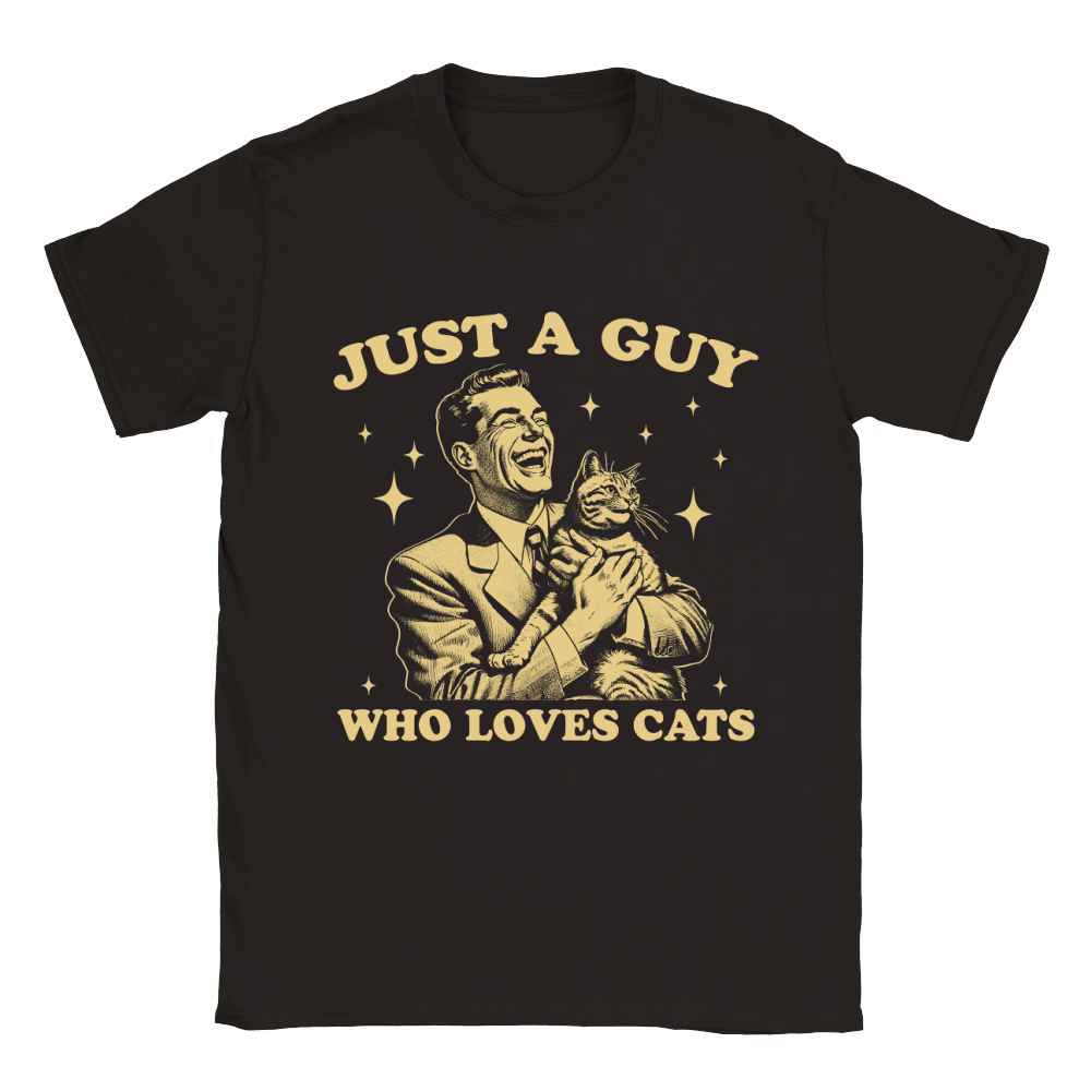 Just A Guy Who Loves Cats D Yellow Classic Kids Crewneck T-shirt