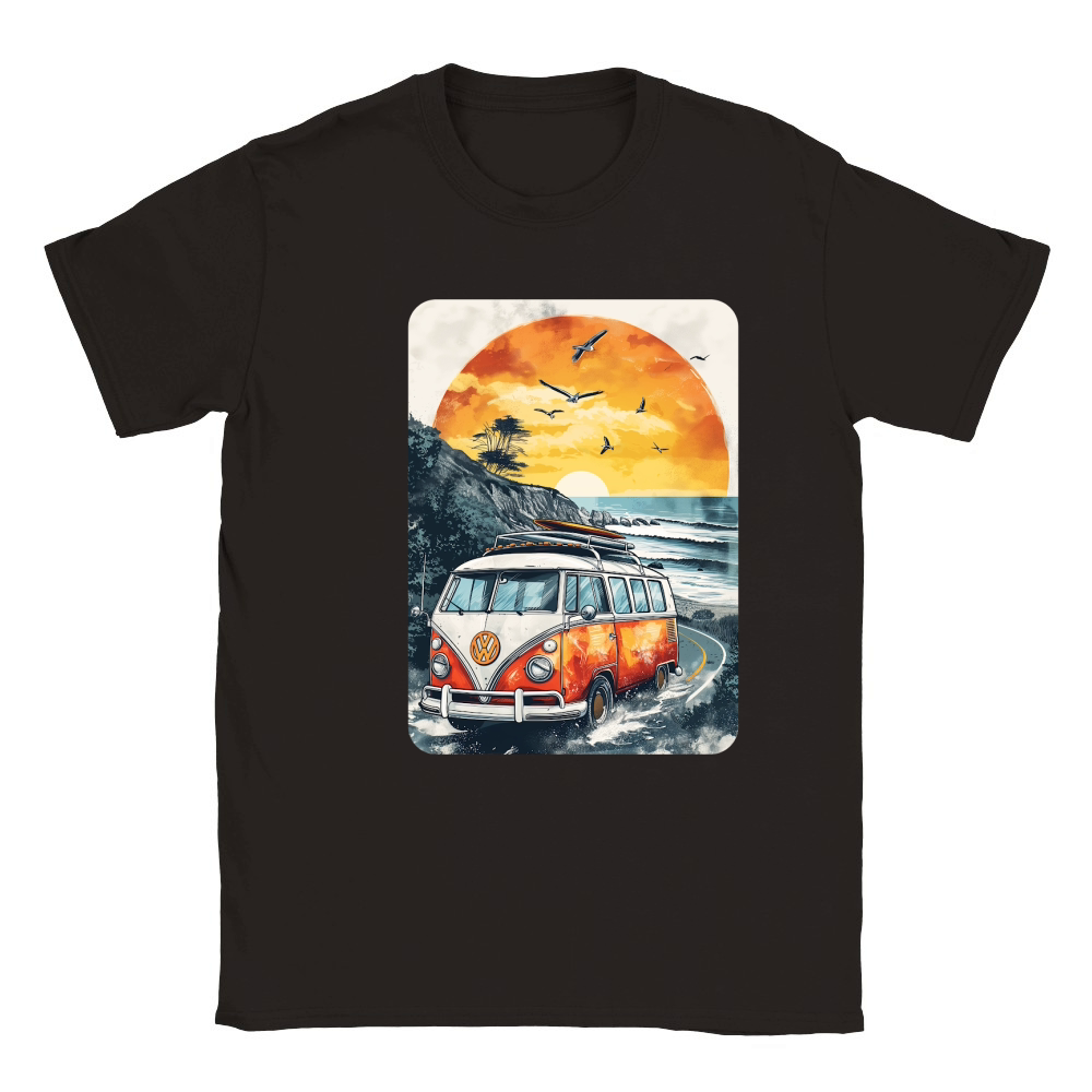 Vintage Van Summer Road Trip Classic Kids Crewneck T-shirt