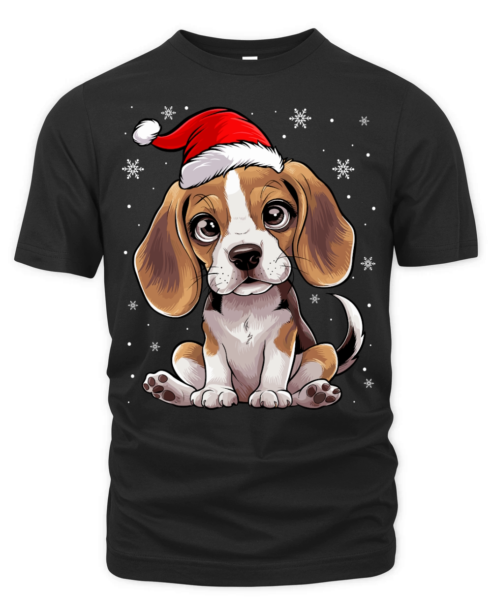 adorable beagle dog wearing santa hat Organic Unisex T-shirt