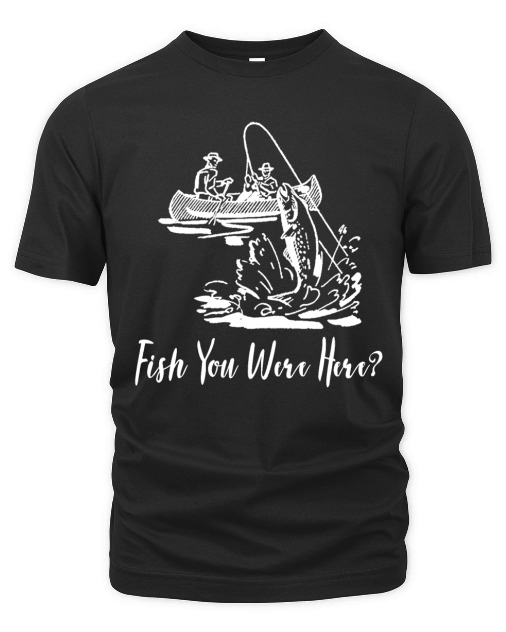 Fish You Were Here Vintage Fishing Kayak Organic Unisex T-shirt