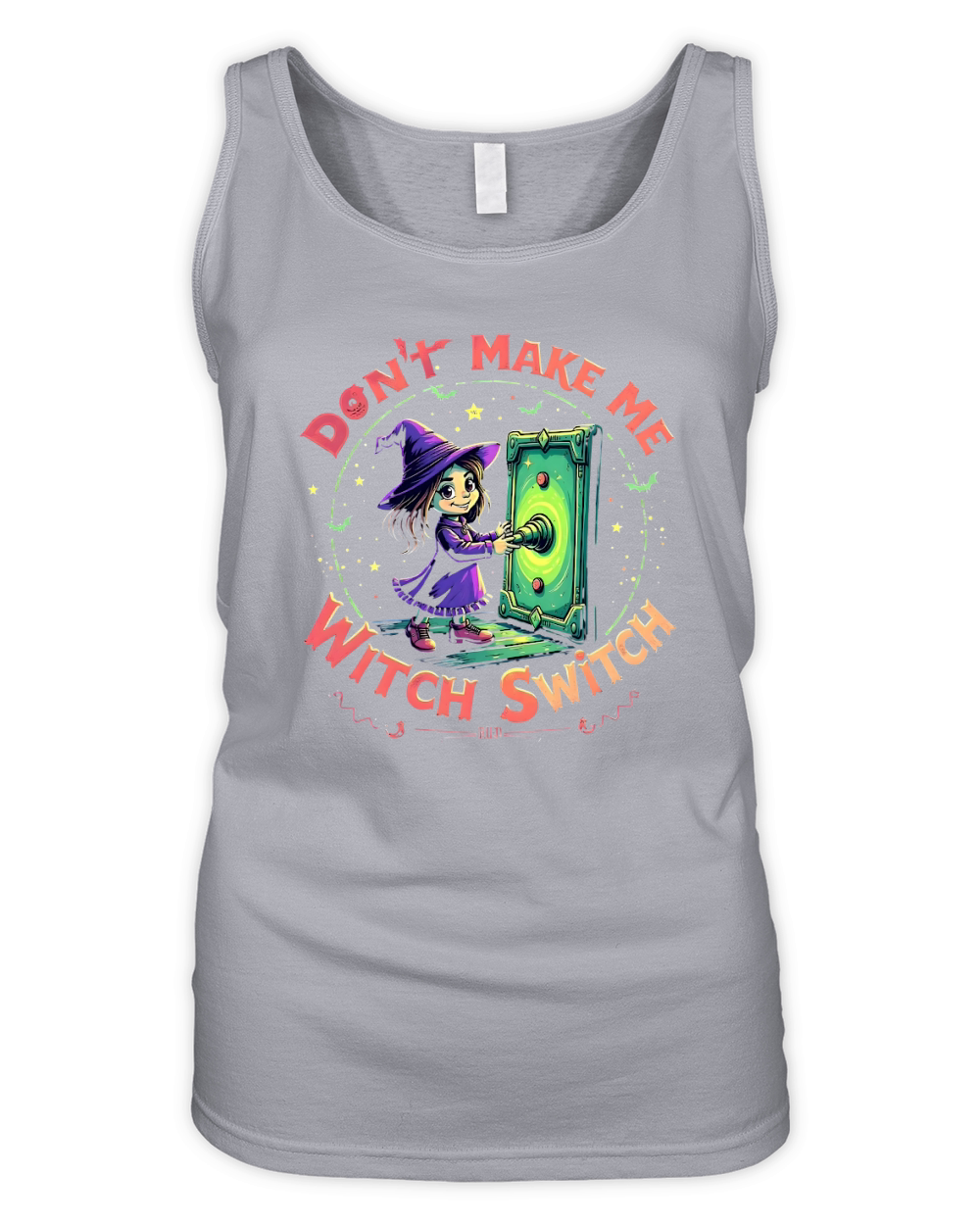Cute Witch Flipping a Switch Organic Women's Tank Top