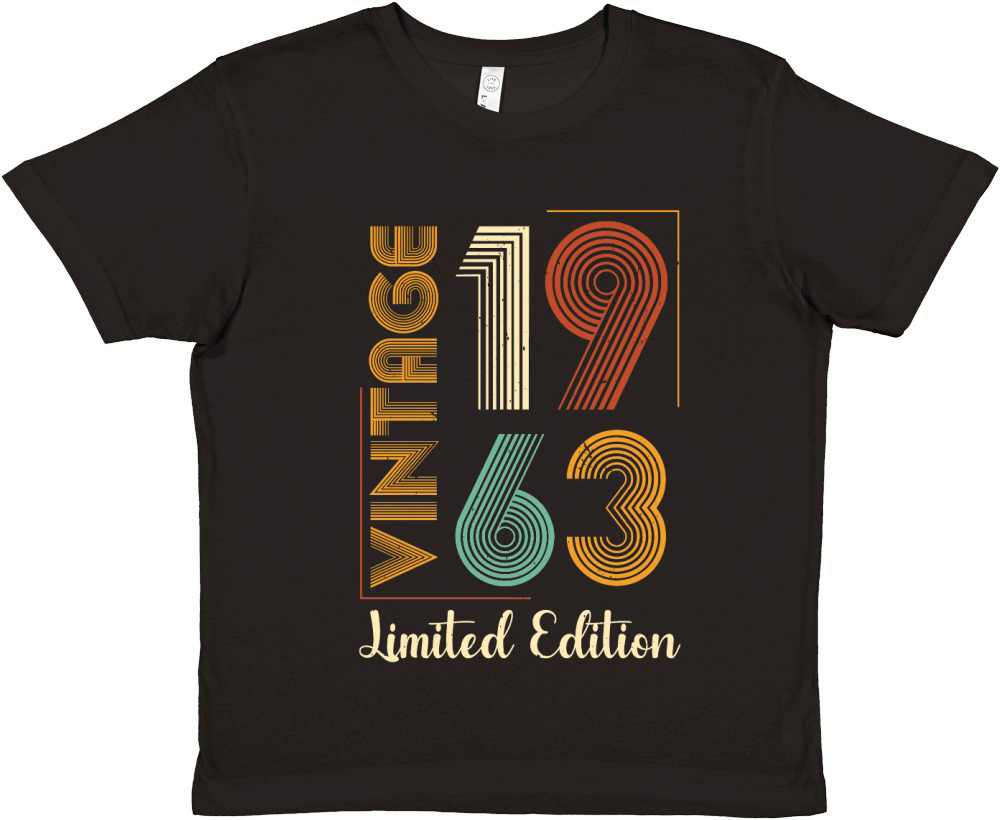 Vintage 1963 Limited Edition 60th Birthday T Shirt Design (1) Premium Kids Crewneck T-shirt