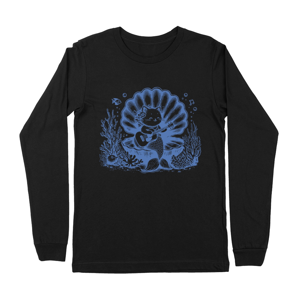 Cat Mermaid Playing Guitar L iBlue Premium Long Sleeve