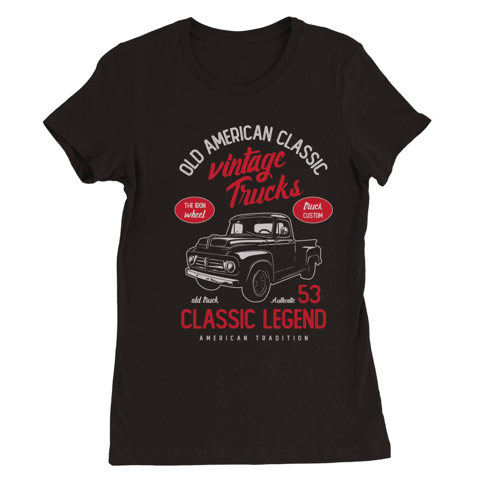 American vintage classic trucks Vector Premium Womens Crewneck T-shirt