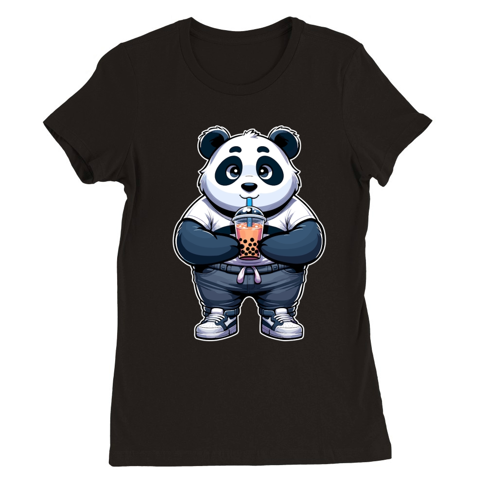 Panda BOBA TEA 3 Premium Womens Crewneck T-shirt