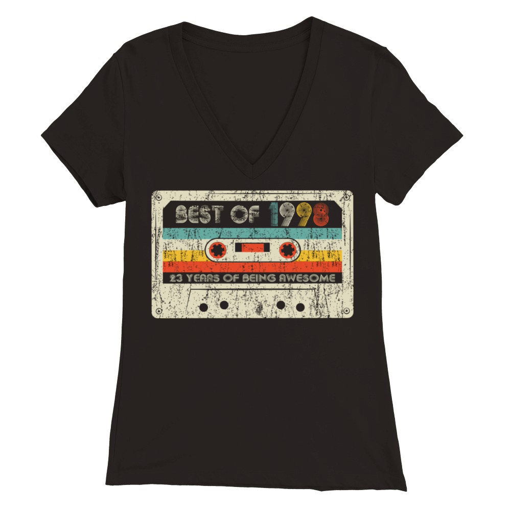 23Rd Birthday Gifts Vintage Best Of 1998 Retro Cas Premium Womens V-Neck T-shirt