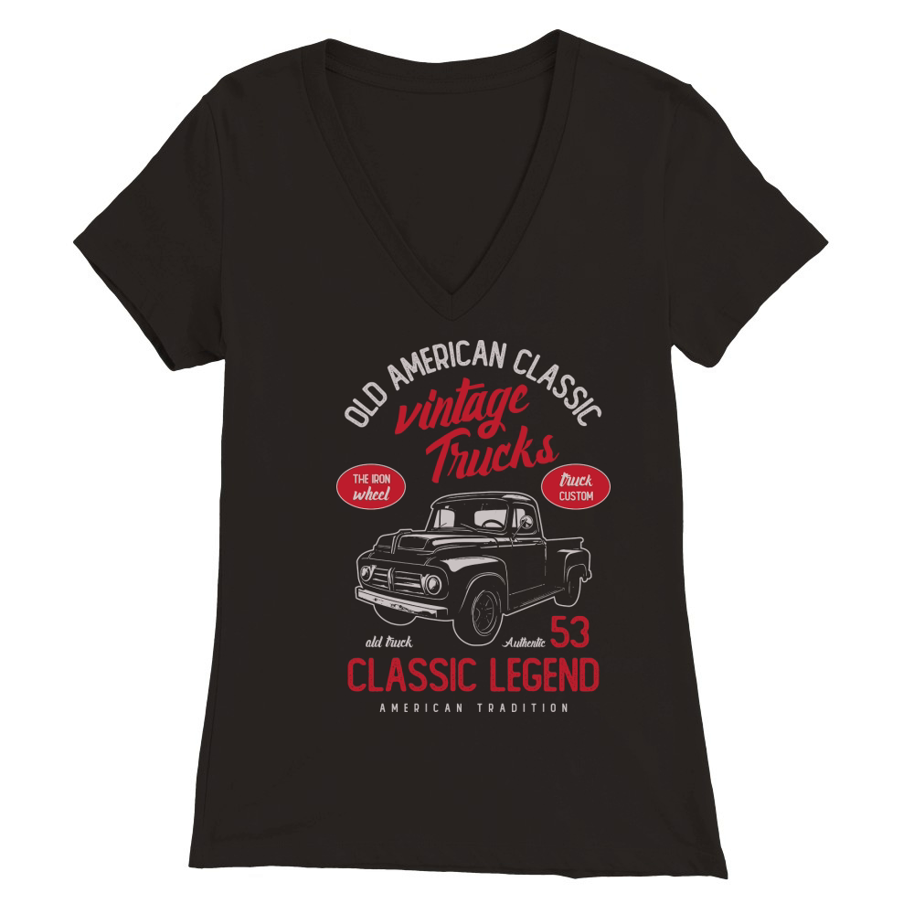 American vintage classic trucks Vector Premium Womens V-Neck T-shirt