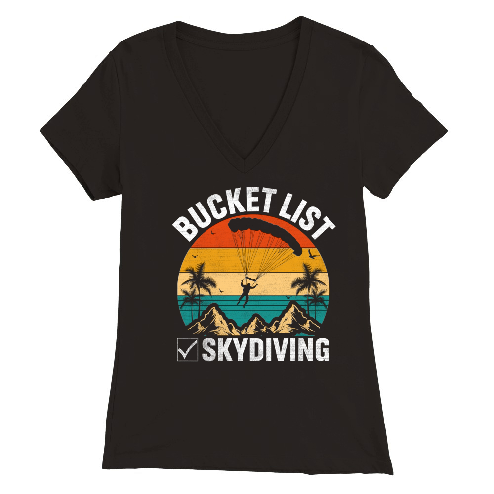 Bucket list skydiving 10 Premium Womens V-Neck T-shirt