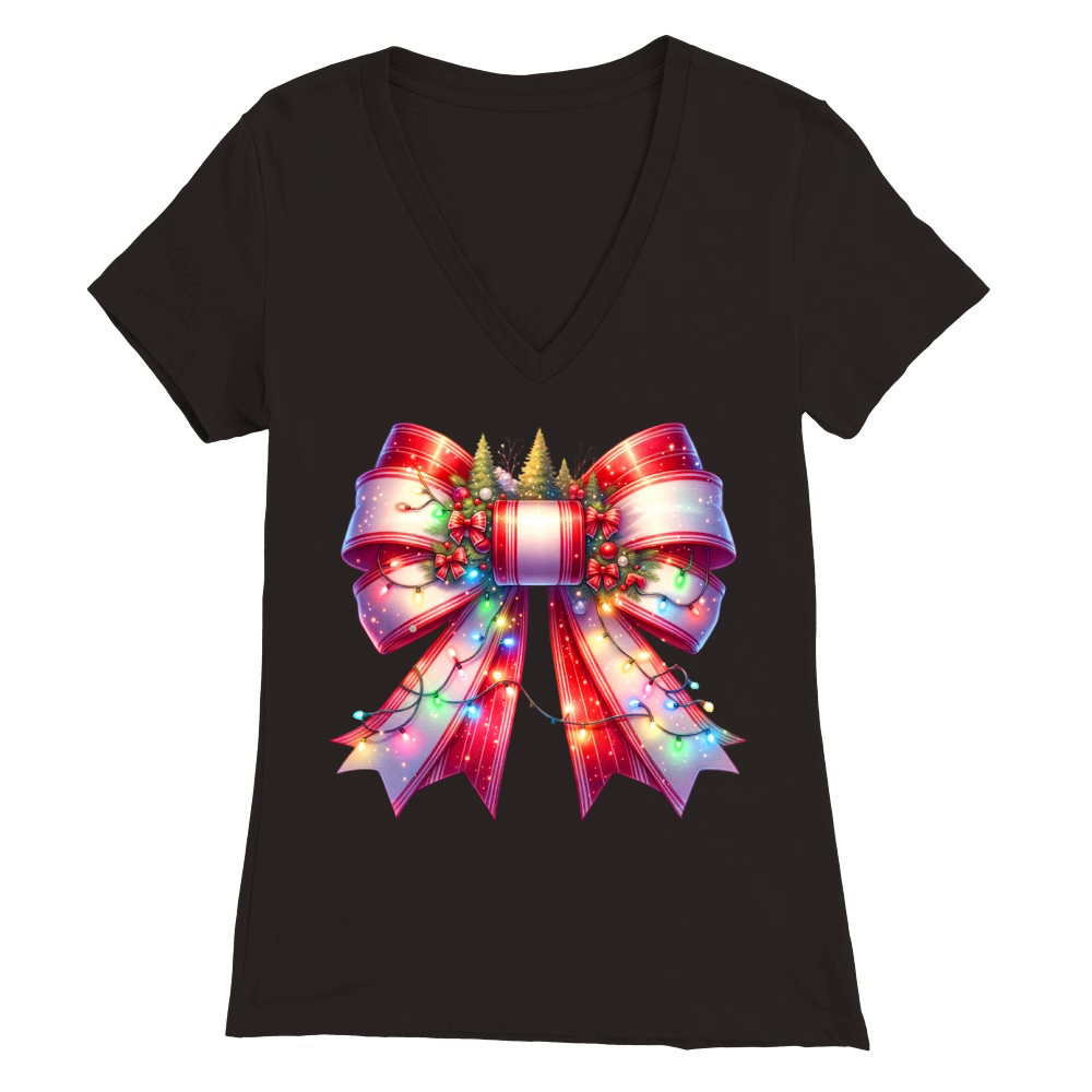 Christmas bow 13 04 Premium Womens V-Neck T-shirt