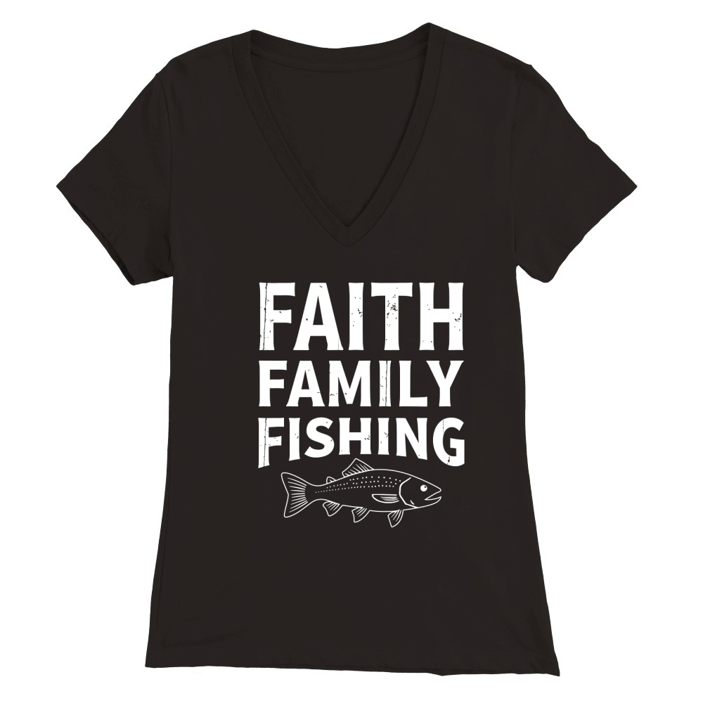 Faith family fushing Premium Womens V-Neck T-shirt