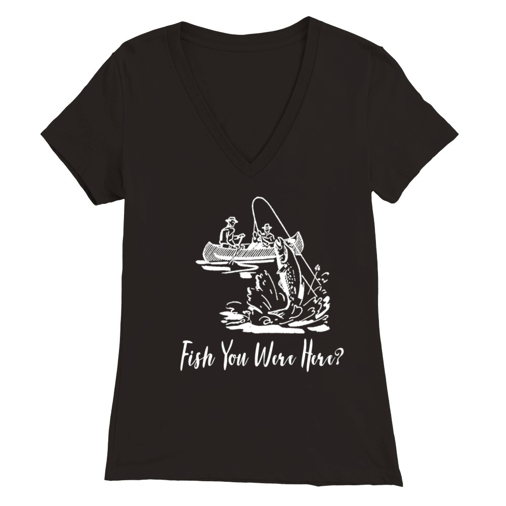 Fish You Were Here Vintage Fishing Kayak Premium Womens V-Neck T-shirt