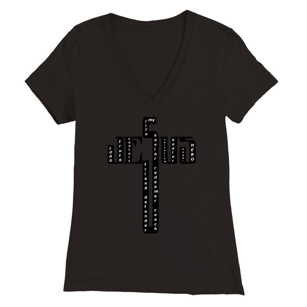 jesus cross with proclamations on it Premium Womens V-Neck T-shirt