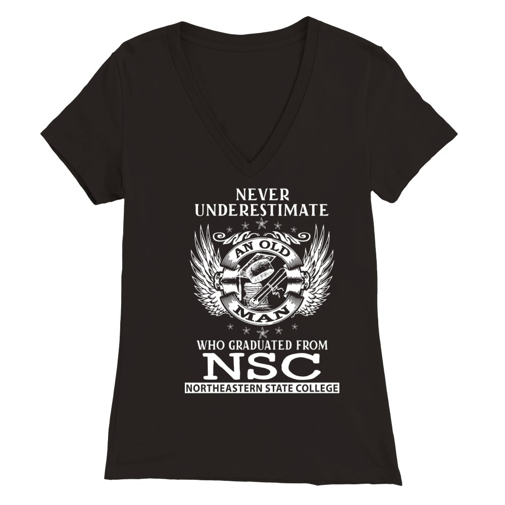 Old Man- Graduated From NSC- Northeastern State College Premium Womens V-Neck T-shirt