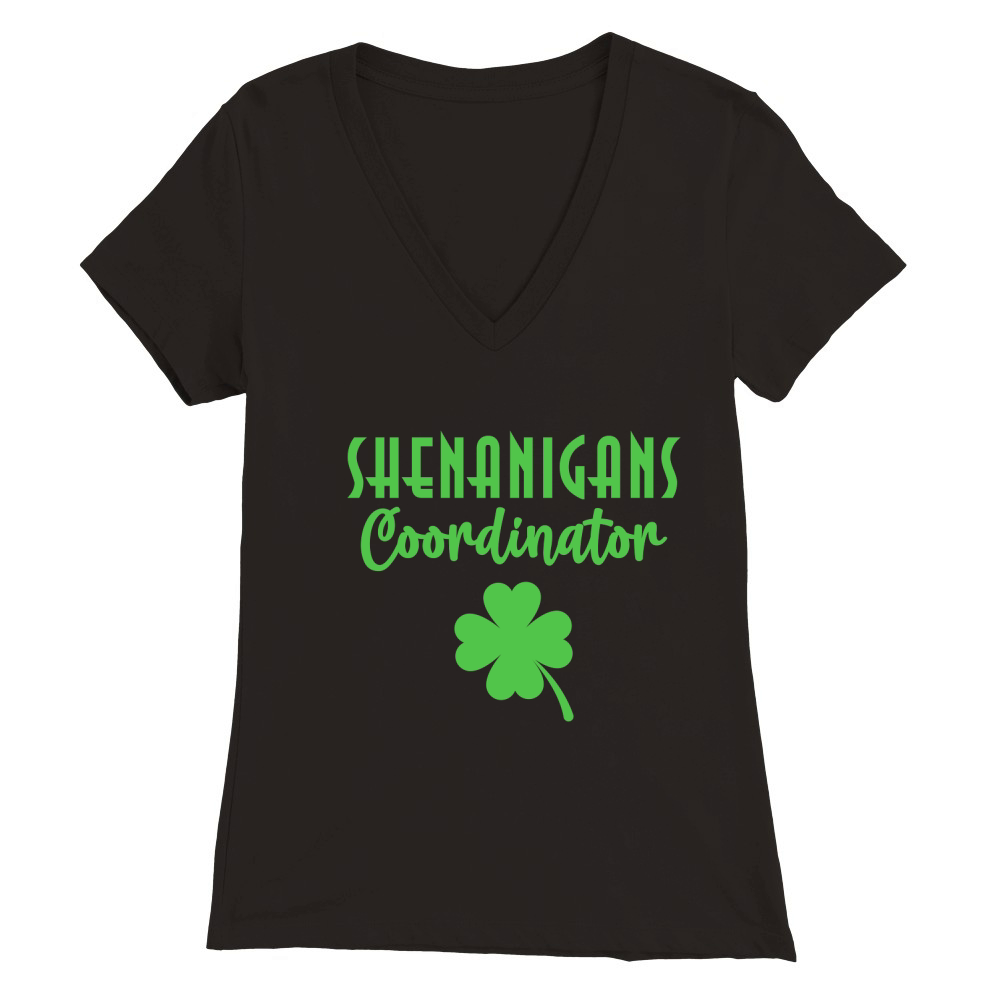Shenanigans Coordinator Funny Teacher St Patricks Day Premium Womens V-Neck T-shirt