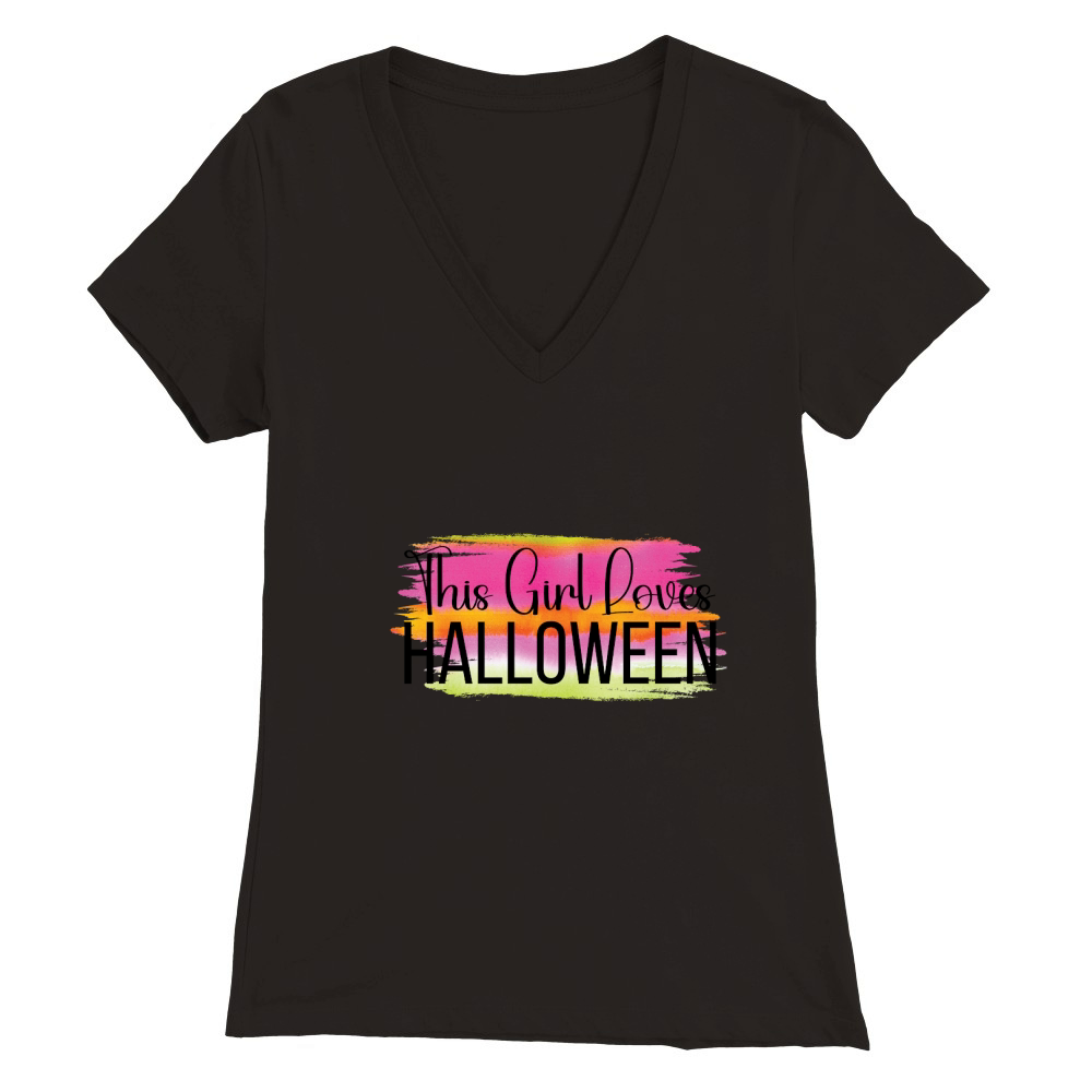 This girl loves halloween Premium Womens V-Neck T-shirt