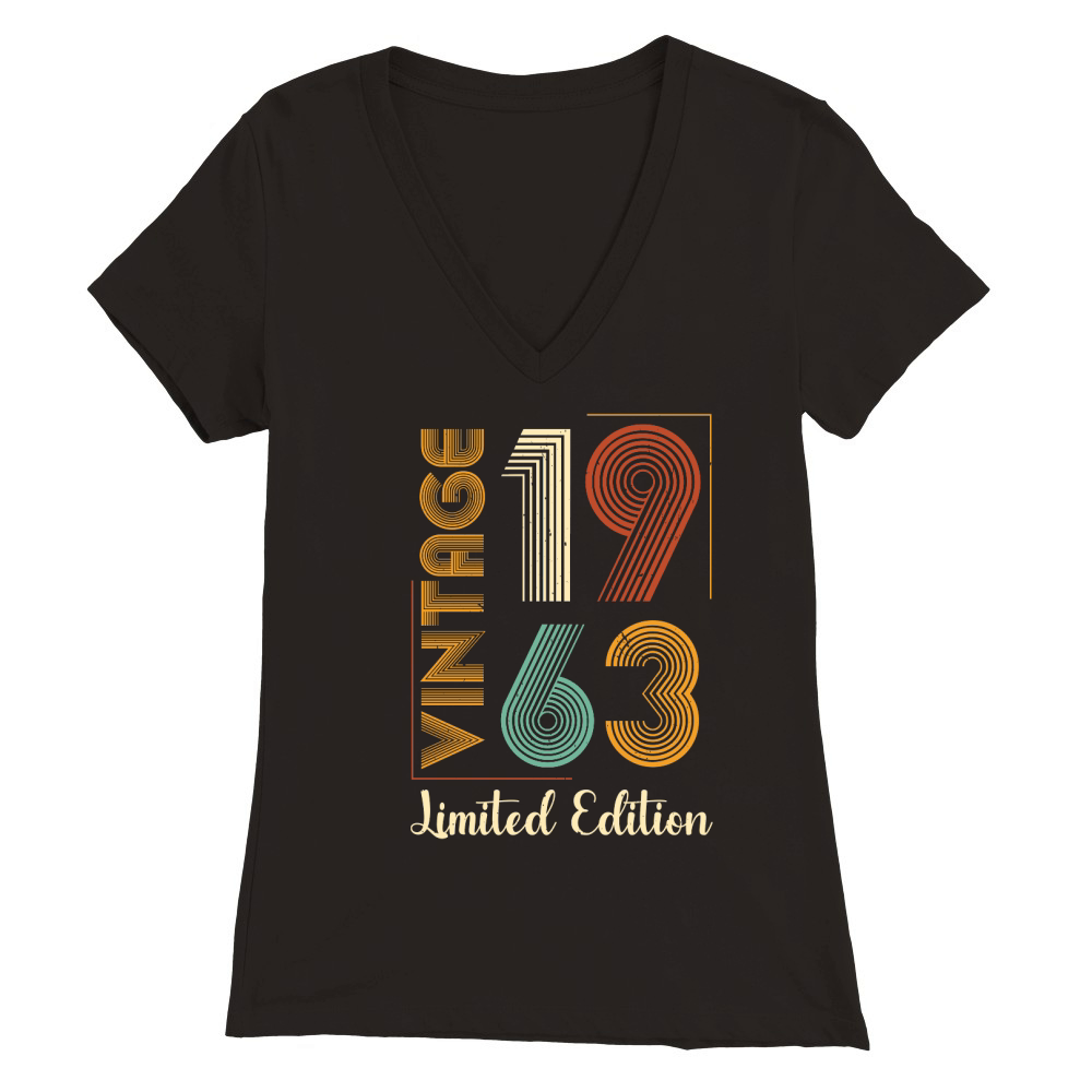 Vintage 1963 Limited Edition 60th Birthday T Shirt Design (1) Premium Womens V-Neck T-shirt