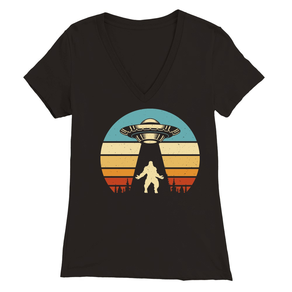 Vintage UFO Alien  Bigfoot 2 Premium Womens V-Neck T-shirt