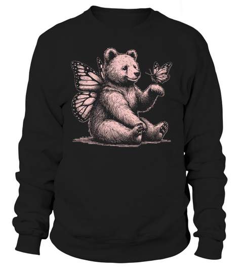 Bear With Butterfly Wings Vintage D Pink GR Sweatshirt Unisex