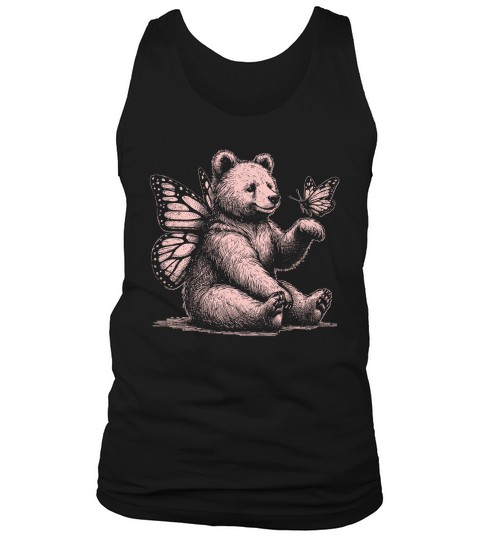 Bear With Butterfly Wings Vintage D Pink GR Tank Top Unisex