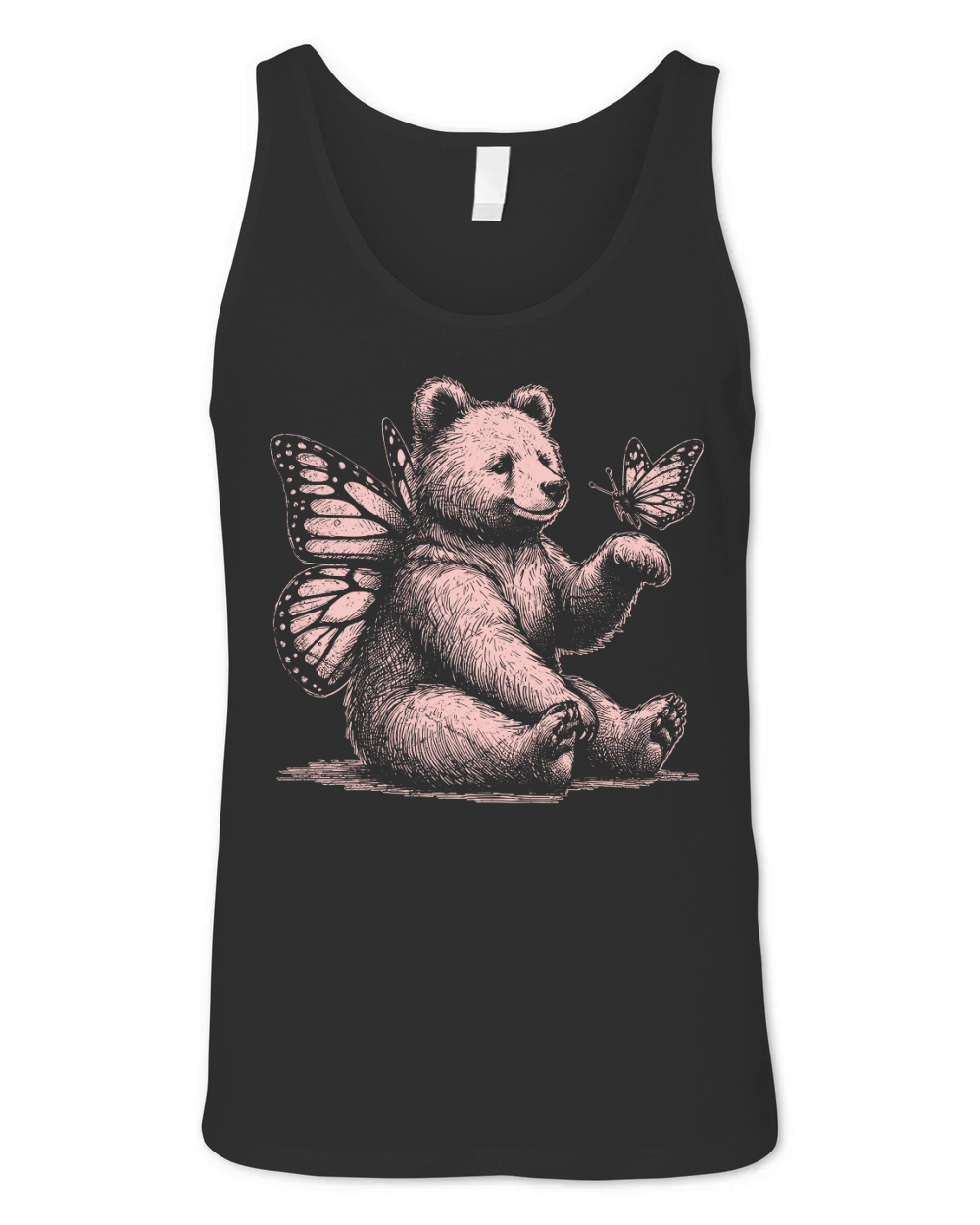 Bear With Butterfly Wings Vintage D Pink GR Unisex Jersey Tank