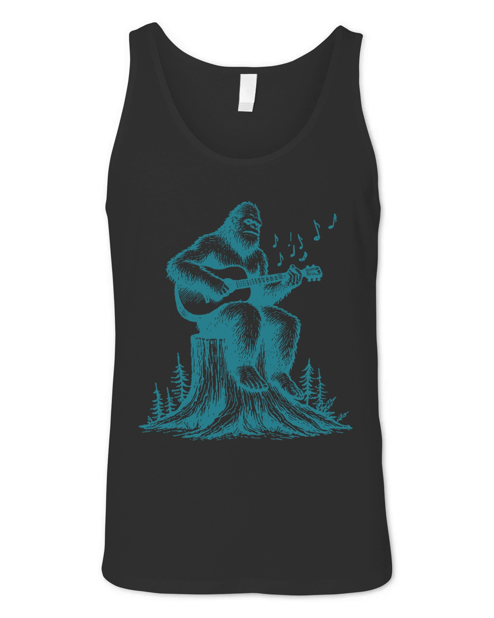 Bigfoot Playing Guitar L Green Unisex Jersey Tank