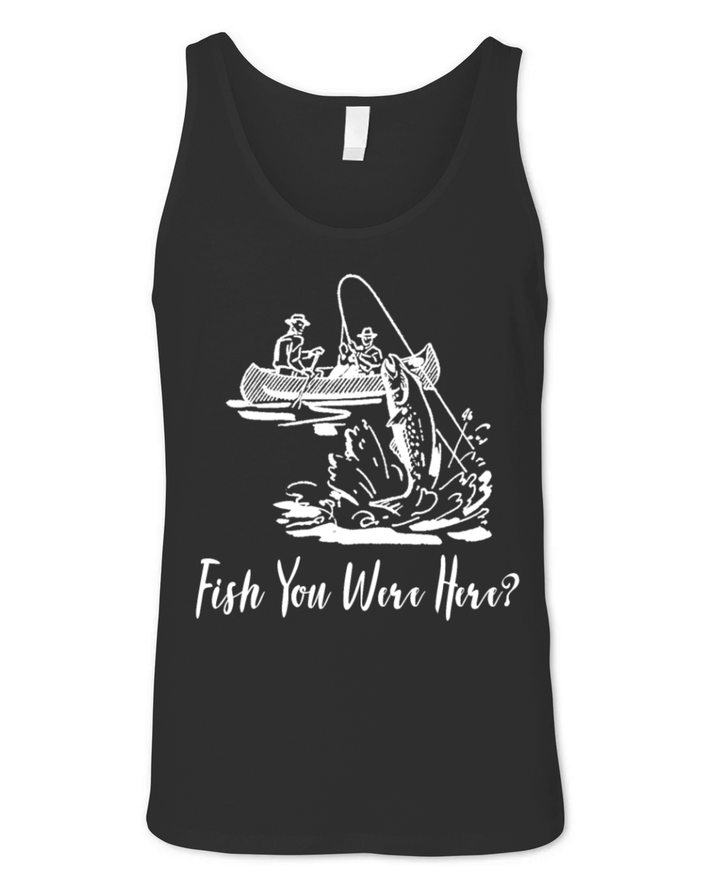 Fish You Were Here Vintage Fishing Kayak Unisex Jersey Tank