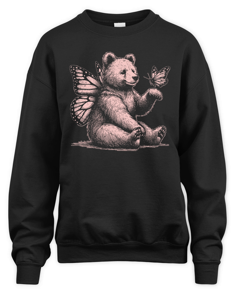Bear With Butterfly Wings Vintage D Pink GR Unisex Premium Crewneck Sweatshirt