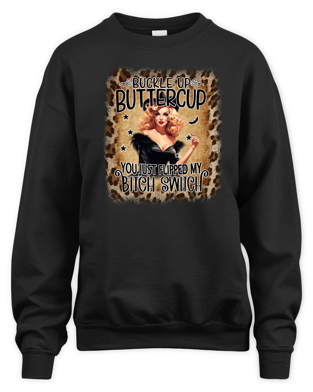 Buttercup Vintage Witch Leopard Unisex Premium Crewneck Sweatshirt