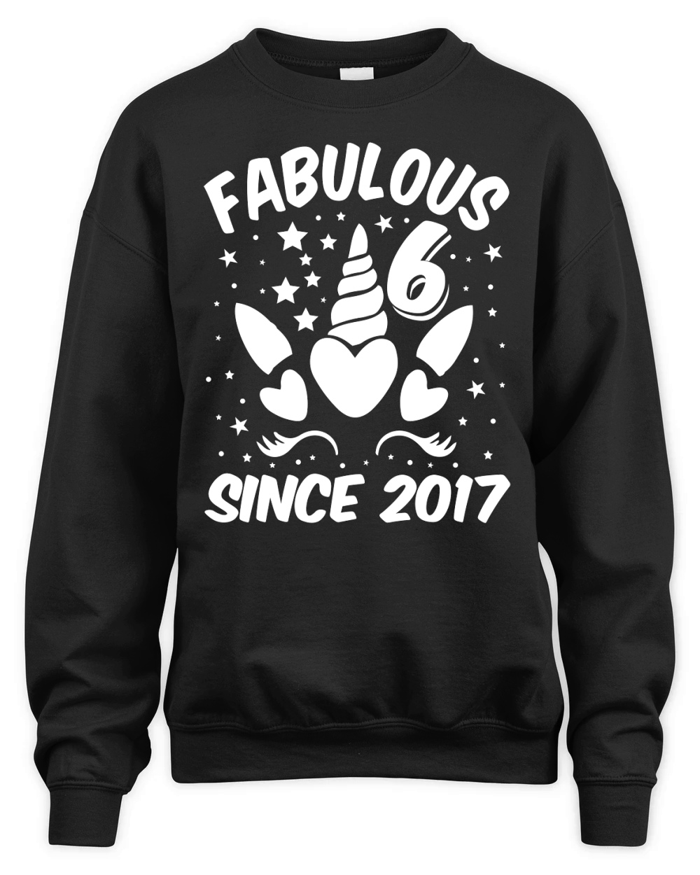 Fabulous 6 Since 2017 Unicorn Birthday T Shirt Design (2) Unisex Premium Crewneck Sweatshirt