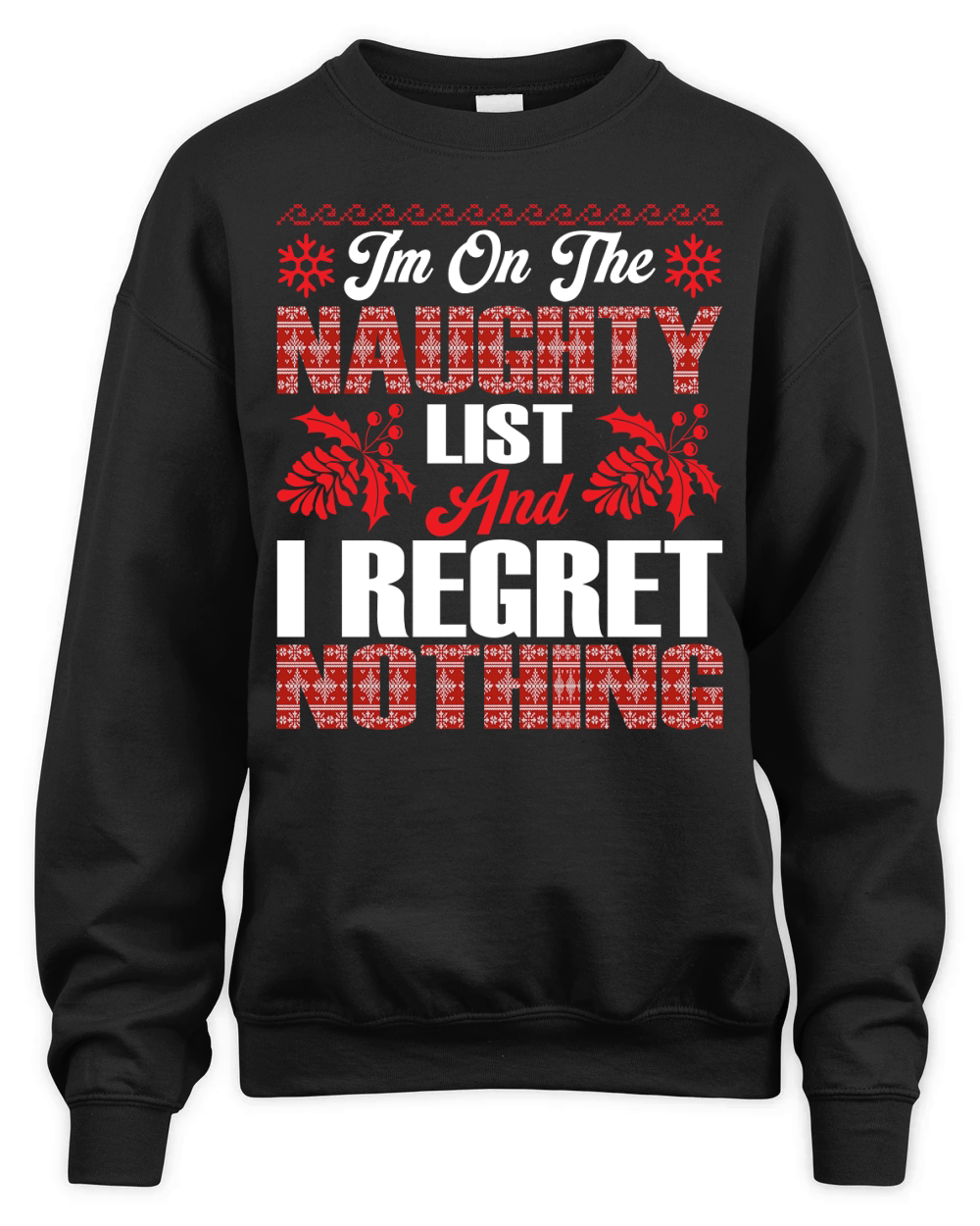 Im On The Naughty List And I Regret Nothing Unisex Premium Crewneck Sweatshirt