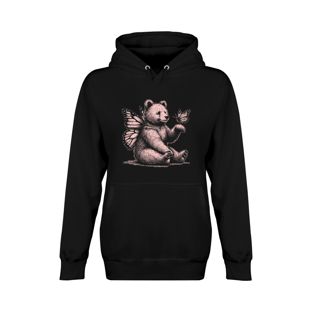 Bear With Butterfly Wings Vintage D Pink GR Unisex Premium Pullover Hoodie