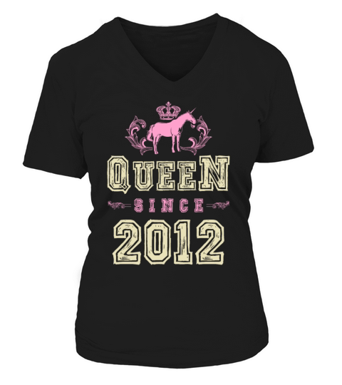 2012 Queen unicorn V-neck T-Shirt Woman