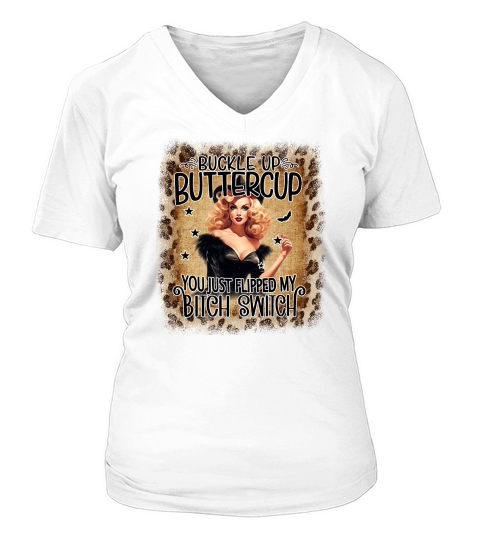 Buttercup Vintage Witch Leopard V-neck T-Shirt Woman