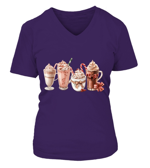 Christmas Cocoa Coffee Cookies 03 V-neck T-Shirt Woman