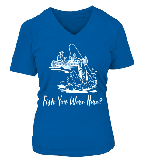 Fish You Were Here Vintage Fishing Kayak V-neck T-Shirt Woman