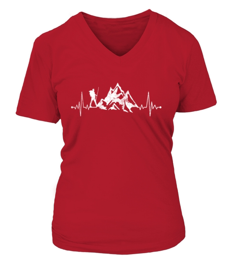 Hiking Heartbeat T-Shirt V-neck T-Shirt Woman